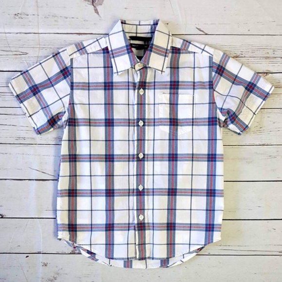 GAP Other - 4/$25 GapKids white red blue plaid button shirt